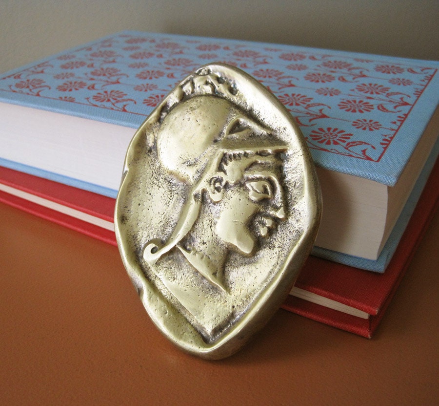 Vintage Brass Ancient Greek Coin Paperweight
