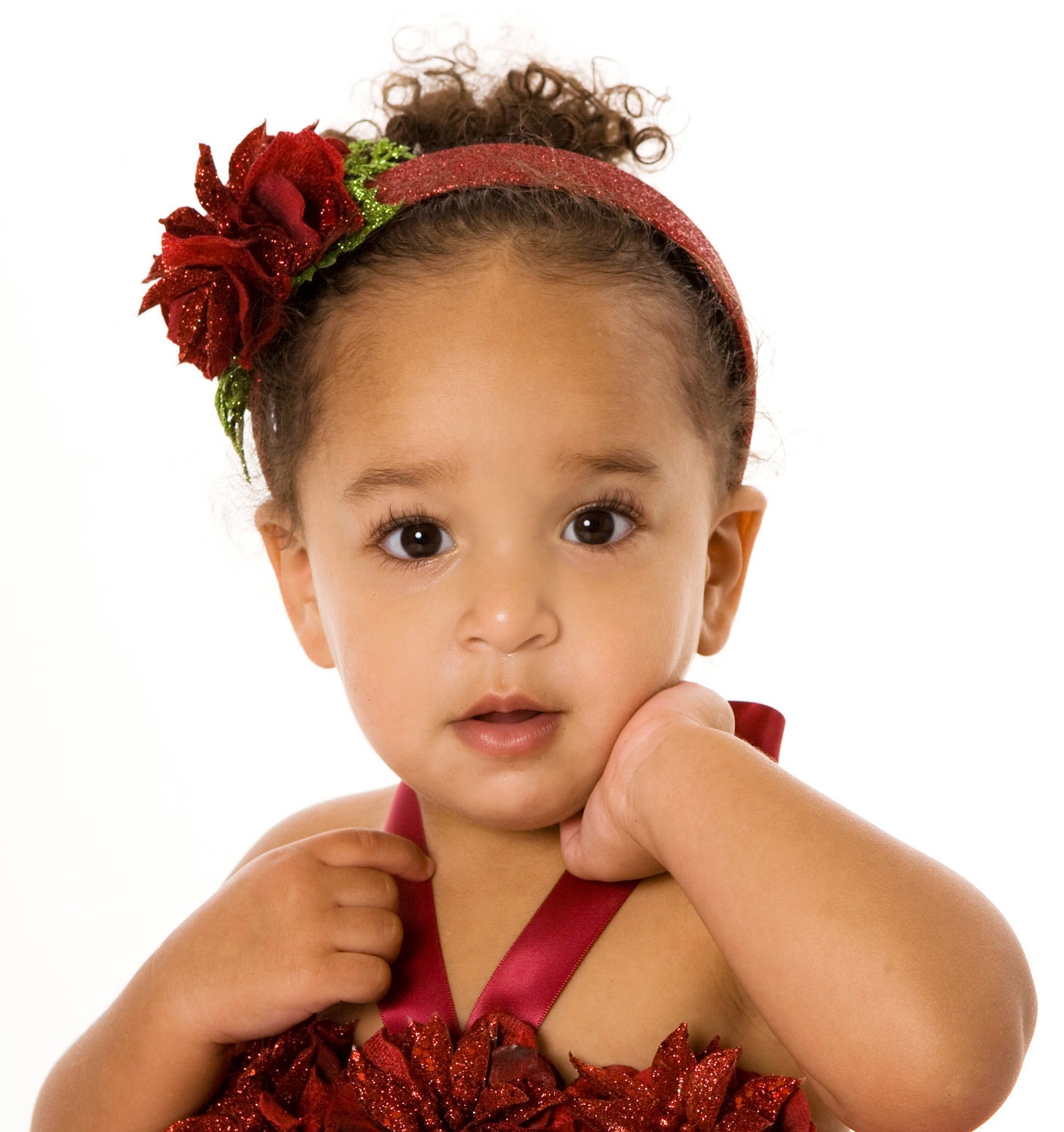 Radiant Red Poinsettia Headband: Fits toddler to adult Il_170x135