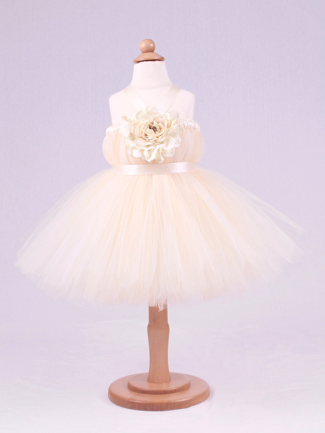 Flower Girl Tutu Dress - Ivory Champagne - Cream Cutie - 3-4 Toddler Girl Il_570xn