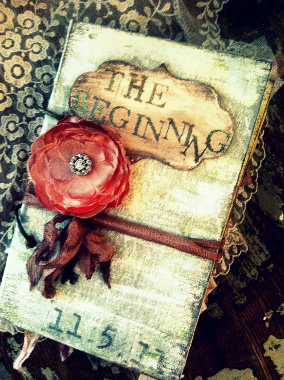 Wedding Guest Book Shabby Chic Country Chic Guestbook CUSTOM