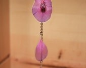Pink-Purple Rose Geranium Pressed Flower Petal Necklace