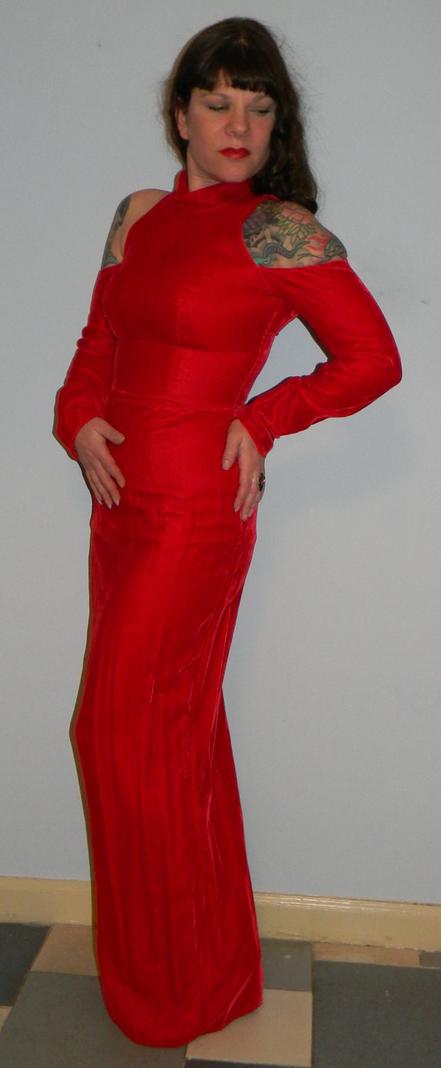 Vintage Red Velvet Jessica Rabbit Style Gown