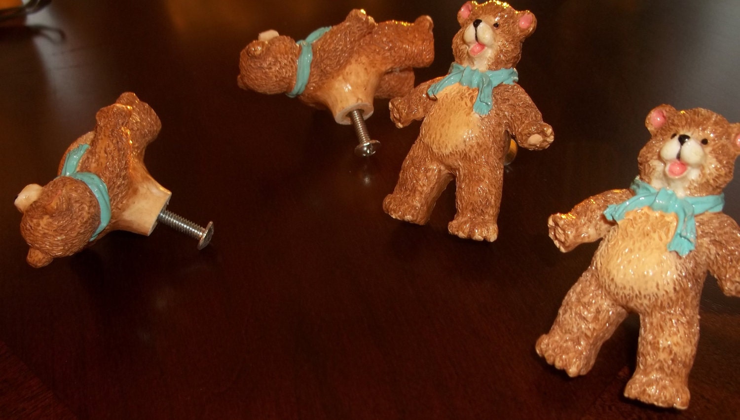 Knobs, Furniture Knobs, Bear Polyresin Knobs, 4pc, woodworking, Supply knob, Bears,Knob supplies, Baby Boys Bedroom, Boys knobs