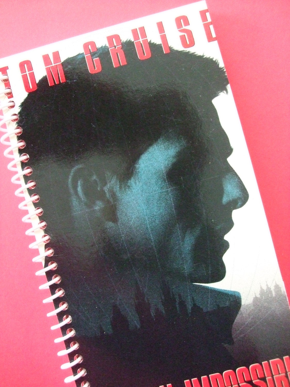 Notebook Journal MISSION IMPOSSIBLE upcycled spiral notebook Movie Recyled Tom Cruise