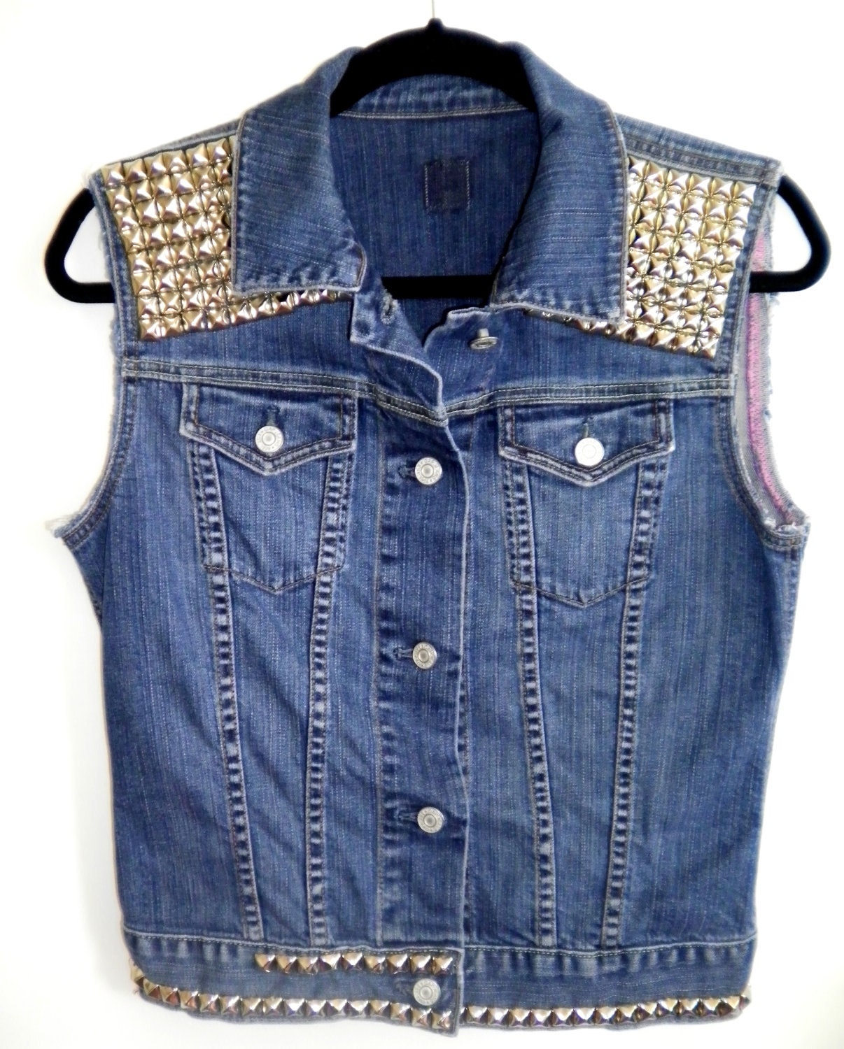 IL Double Shoulder Studded Denim Vest