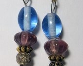 Blue and purple dangle earrings