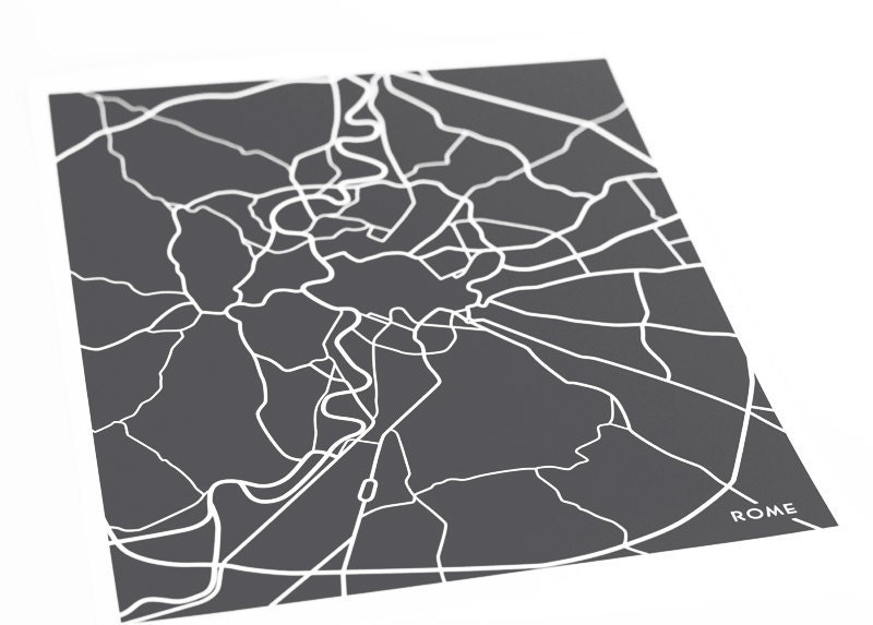 Rome City Map Art Print / Italy Map Poster Abstract Line Drawing / 8x10 Digital Print / Choose your color