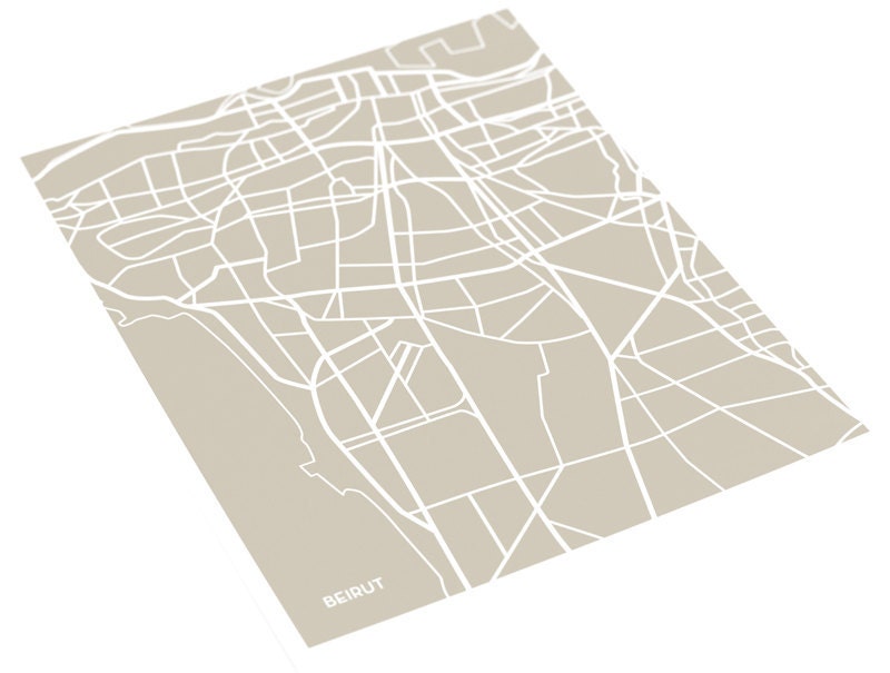 Beirut Map Poster City Print / Lebanon Art Wall Decor / 8x10 Digital Print / Choose your color