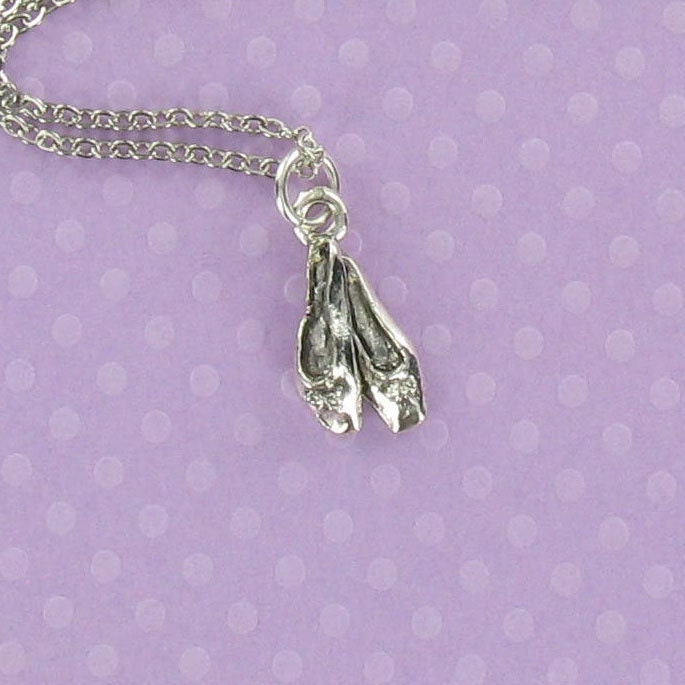 BALLET SLIPPERS Necklace - Pewter Charm on a FREE Plated Chain