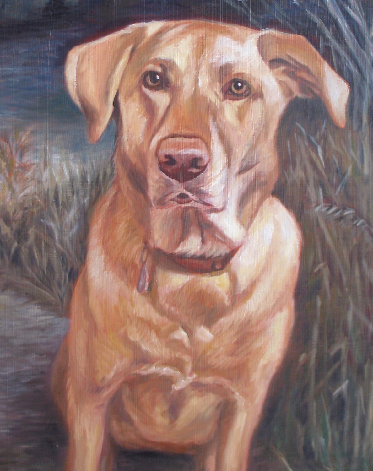 Custom Pet Portrait Oil Painting - Yellow Lab - Excellent Gift 4x6