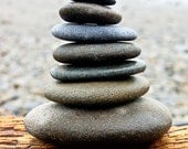 In Balance, Cairnes, Stacked Rocks on Washington Beach- 8 x 10 Fine Art Photography Print- Peace, Zen, Calm