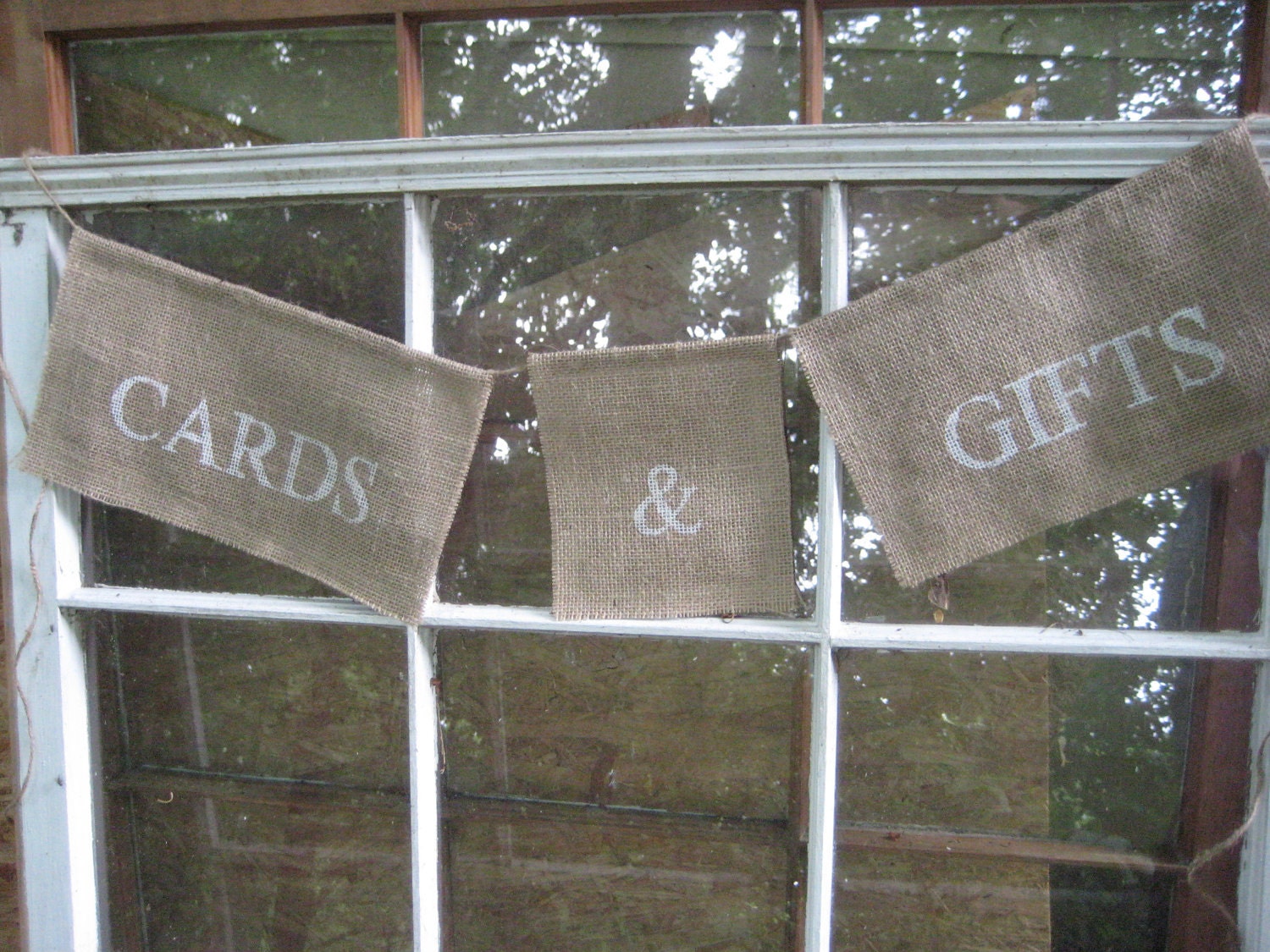 Burlap Cards Banner Rustic Wedding Decor