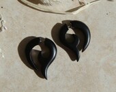 Tribal Fake Gauges / Black Wooden fakers / organic jewelry fake gauged earrings