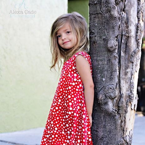 Elegant Red and White Polka Dot Charmeuse Satin Dress