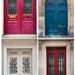 Paris Photos - Four Parisian Doors, Home Decor, Wall Art, Architectural, Red, Blue, Maroon, White