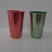 Aluminum Glasses Red and Green vintage Set of 2 Tumblers Atomic Space Age Metallic Colors Anodized Cocktail Eames Era FREE SHIPPING