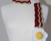 Egg 'n Bacon  Crochet Scarf- Women Scarf- Food Scarf- egg Scarf- Kawaii - Breakfast Scarf- Unique Scarf