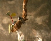 Shabby Chic Decor Hanging Lightbulb Vase Glass Vase Cottage Style - Rustic Rope Design
