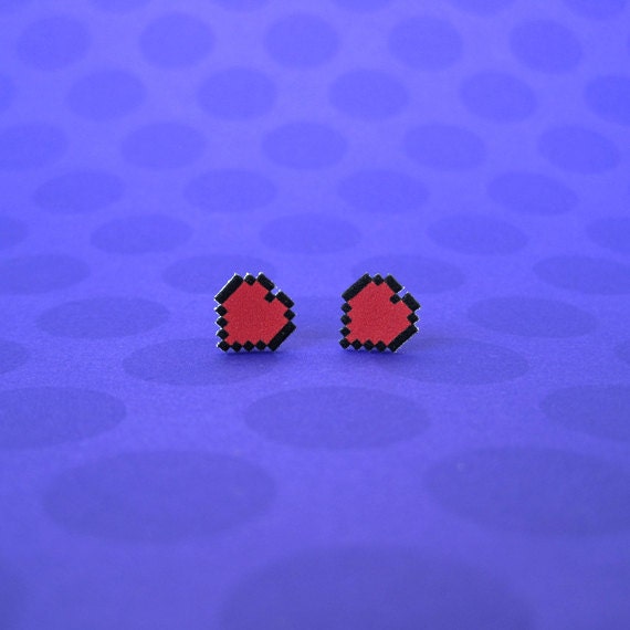 Legend of Zelda Pixel Heart Earrings