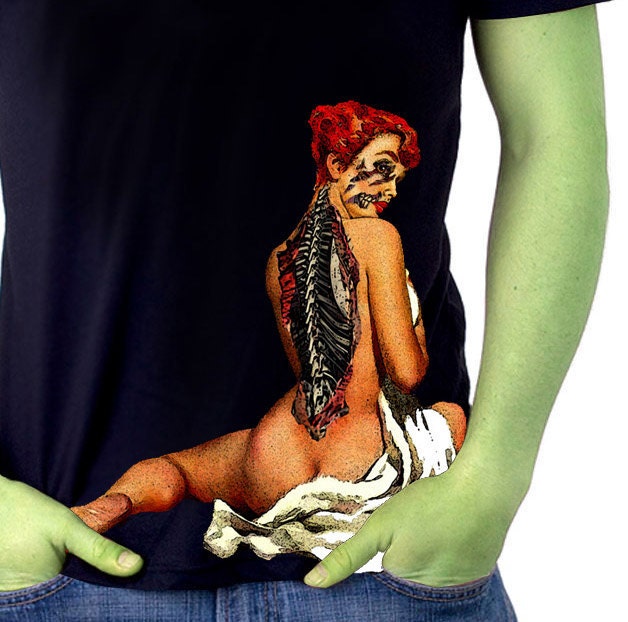 Pinup Mens Tshirt 1953 Vintage Zombie Pinup  Sizes S  M  L  XL  XXL
