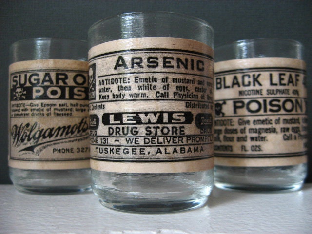 Halloween Candle Votives - Toxins and Turmoil - Poison Label - Vintage Labels