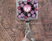 SWEET ROMANCE - Retractable Id Badge Reel - Designer Badge Holder - Nurse Jewelry - RN - Rhinestone Id - Teacher Gift - Id Holder - Id Badge