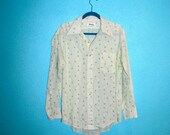 Vintage 70s Mens Shirt - Mod Green Circles Bubbles - Size 17-33