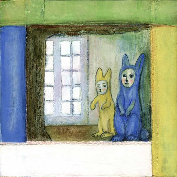 Rabbit Dress-up - Large 13x19 Art Print - by Lisa Firke
