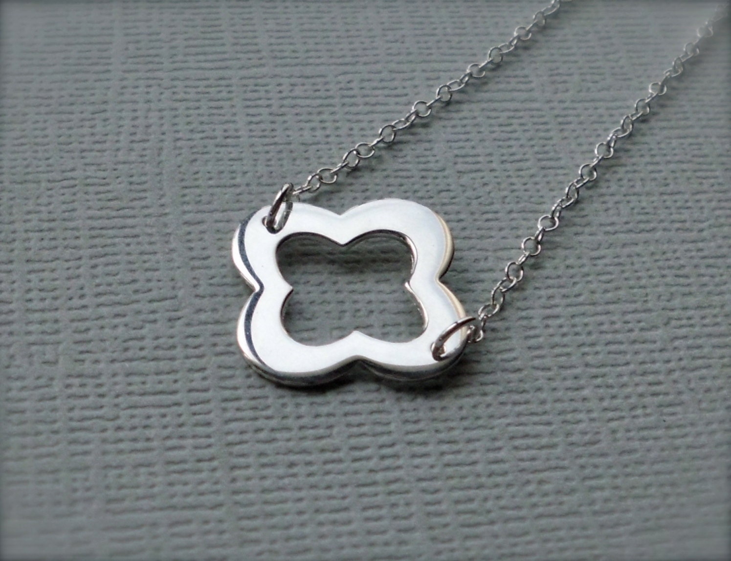 Quatrefoil Necklace, Sterling Silver - Clover Lucky - Minimal Unique Gift Idea Jewelry