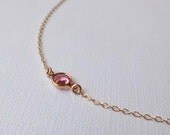 Light Pink Rose Crystal & Gold Necklace, Tiny Faceted - Bridesmaids Set - Mother Sister Friend Gift, Swarovski