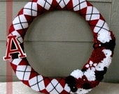University of Arkansas Wreath - Yarn Wreath, Razorbacks, 18"