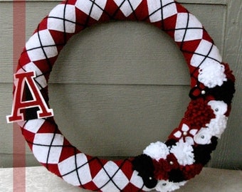 University of Arkansas Wreath - Yarn Wreath, Razorbacks, 18"