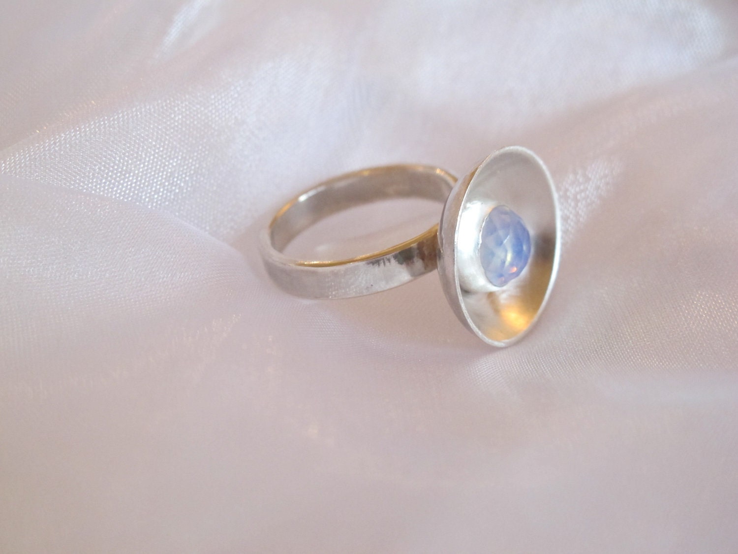 Sterling  Silver Ring With Opalite Stone/ Gemstone Ring/ Size 8