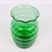 Vintage Anchor Hocking Forest Green Vase Ruffled Edge Bee Hive 7 Inch