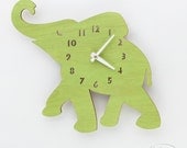 The "Baby Lime Green Elephant" designer wall mounted clock from LeLuni