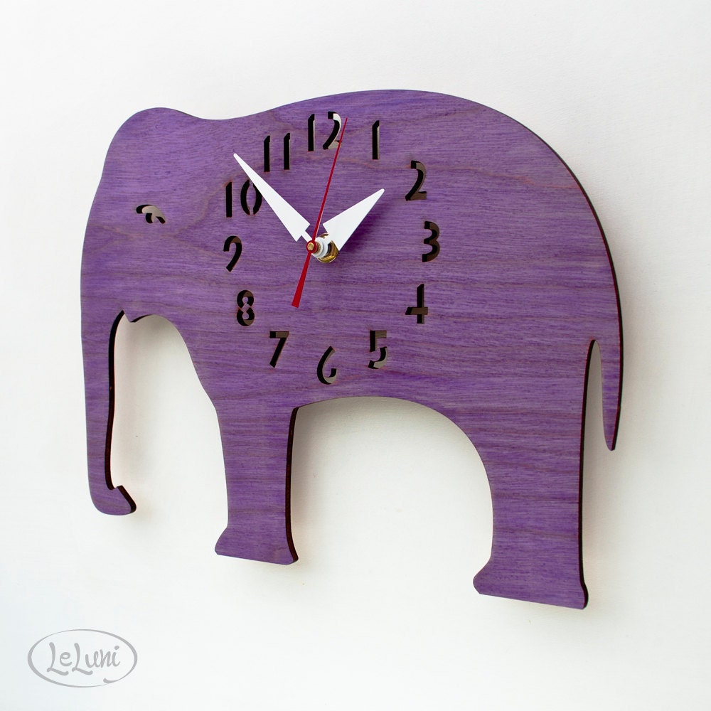 The "Great Grape Elephant" designer wall mounted clock from LeLuni