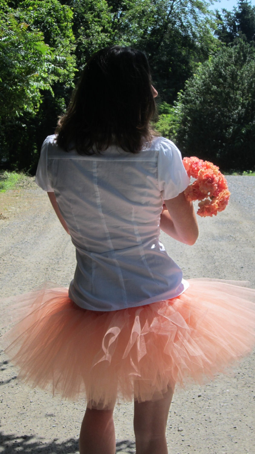 Adult Coral Tutu Skirt Peach Wedding Ladies Teen Bridesmaid Tutu Skirt Sewn by American Blossoms - AmericanBlossoms