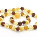 Raw Unpolished Baltic Amber Baby Teething Necklace Rounded Multicolor Beads 118