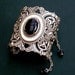 Victorian Silver Lace Oversized Cuff - Black Onyx Gemstone - Victorian Gothic Jewelry