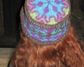 Psychedelic Purple, Brown, Blue & Green Hat, felted