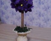 Dollhouse Miniature Violet Topiary, Scale One Inch