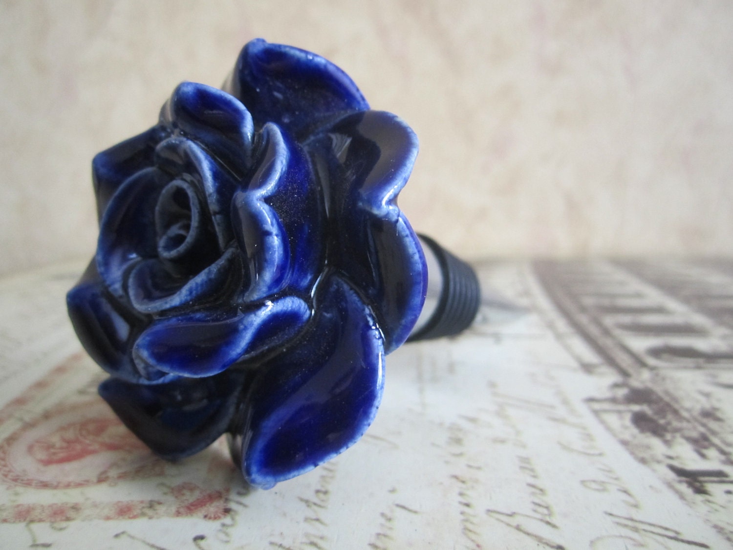 Wine Bottle Stopper - Blue Rose Stopper