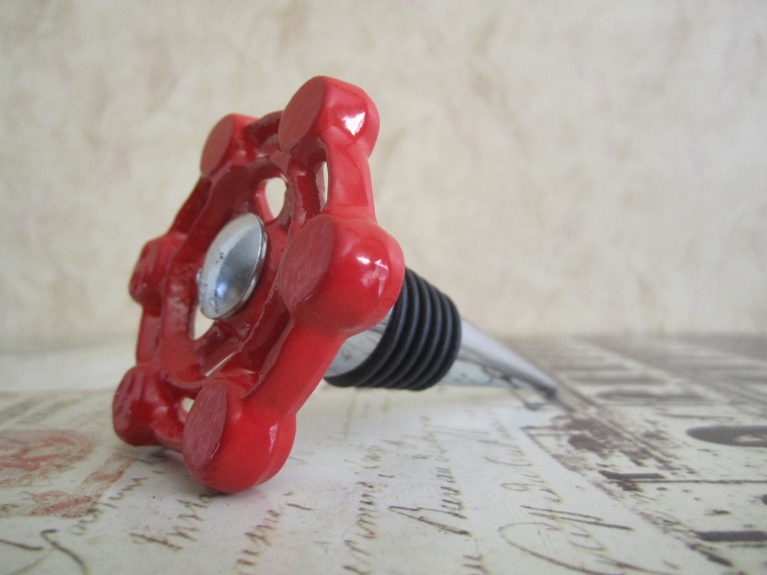 Wine Bottle Stopper - Red Industrial Valve Wine Stopper