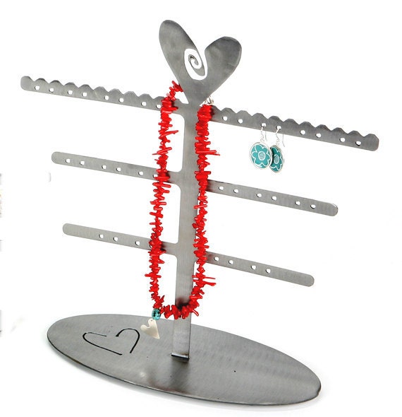 Organic style Heart Earring Tree Jewelry Holder