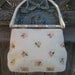 1950's Lumured Petite Beaded Purse White with Pink and Green Flowers