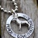 Peace Love Rottweiler Handstamped Necklace