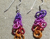 Chain Maille Earrings, Multicolor Earrings, Shaggy Loops Earrings,Purple Violet Pink Red Orange