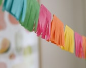 mini Cinco de Mayo bright fringy tissue paper party garland - 10 feet