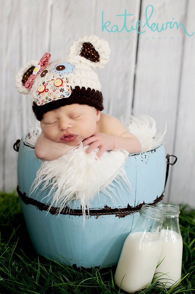 Newborn Cow Hat - Photo Prop - Newborn - Barnyard Cutie