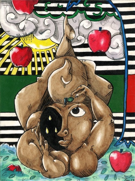 Apple Brown Betty: Abstract Art Print, Surreal Watercolor Print